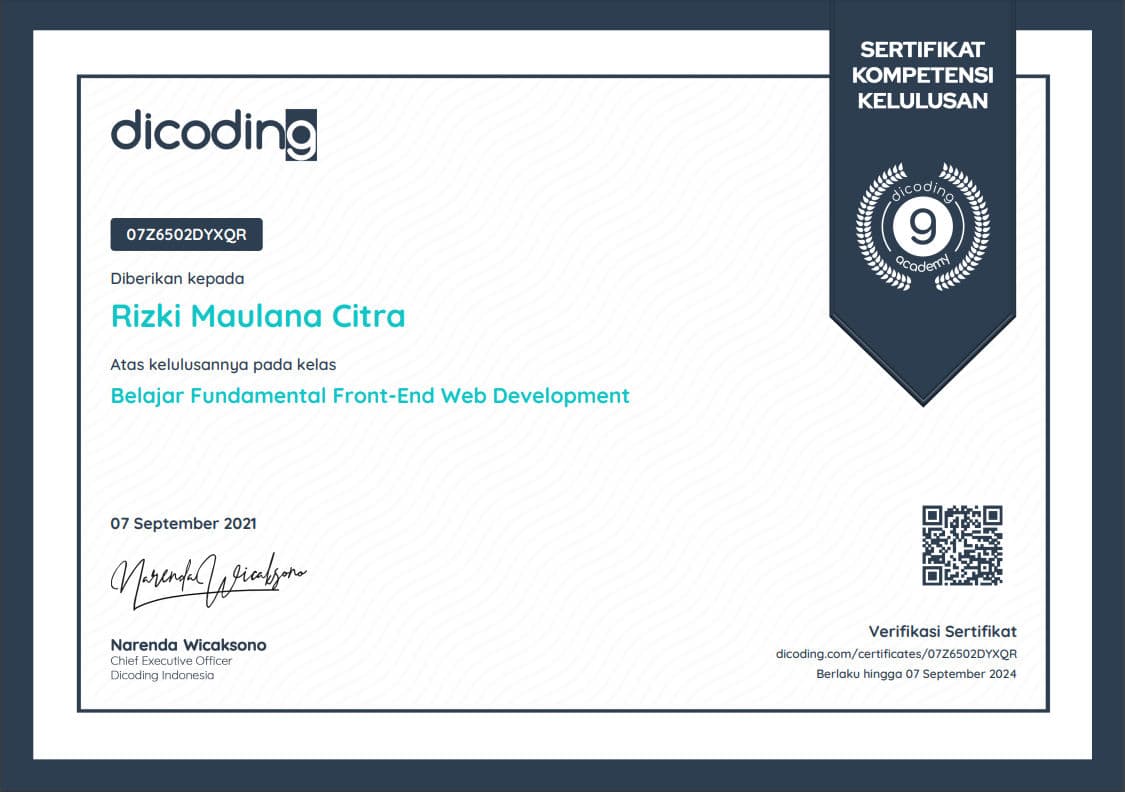 Frontend Fundamental Guide - Dicoding certificate